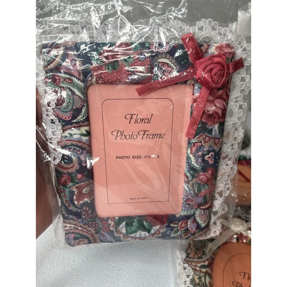 Vtg Floral Fabric Picture Frame Lot Of‎ 7 2